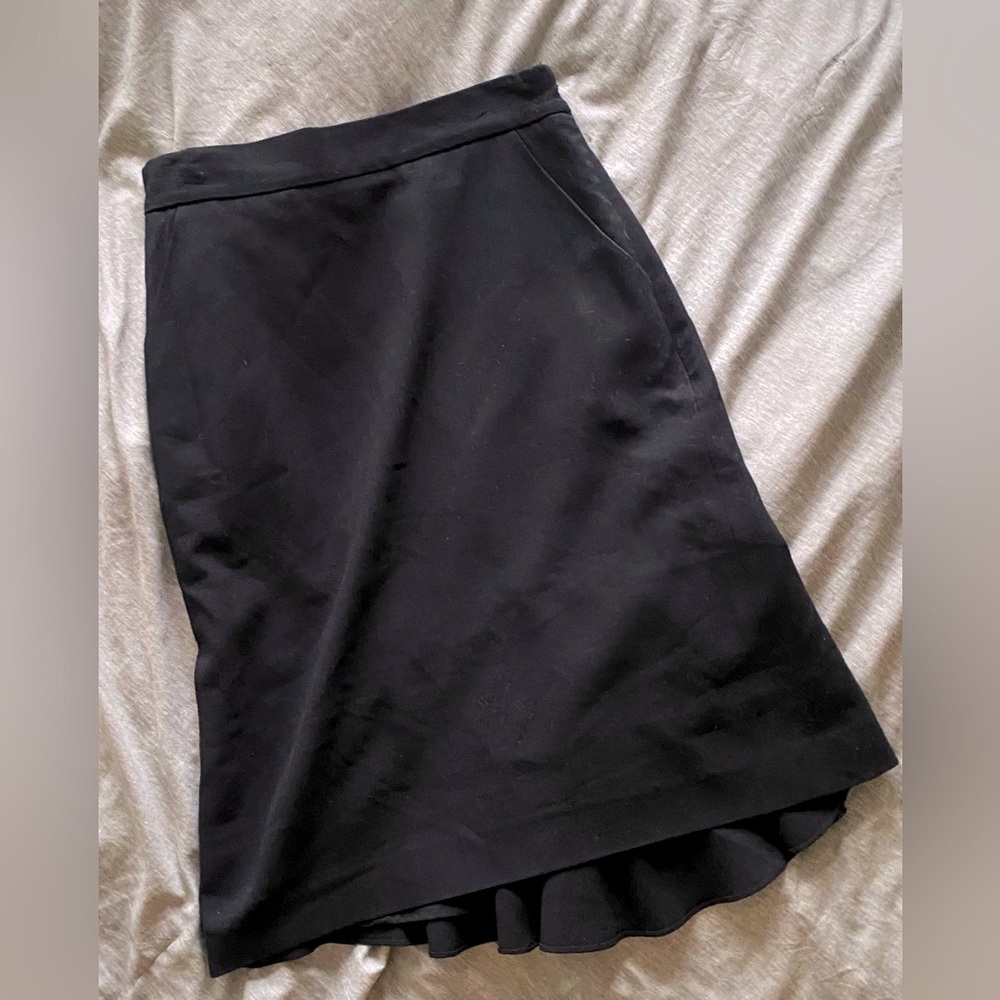 Tibi Black Pencil Skirt with back ruffles